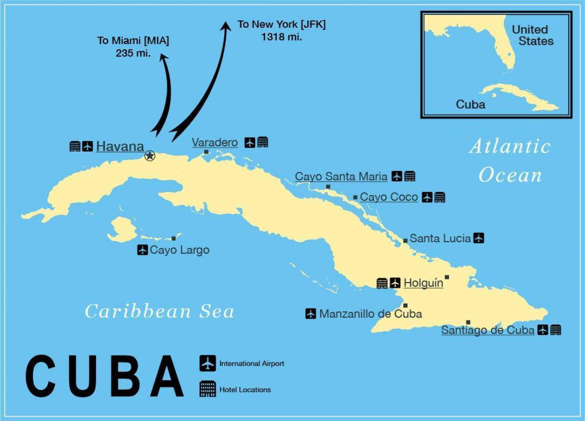 Mapa dos aeroportos de Cuba