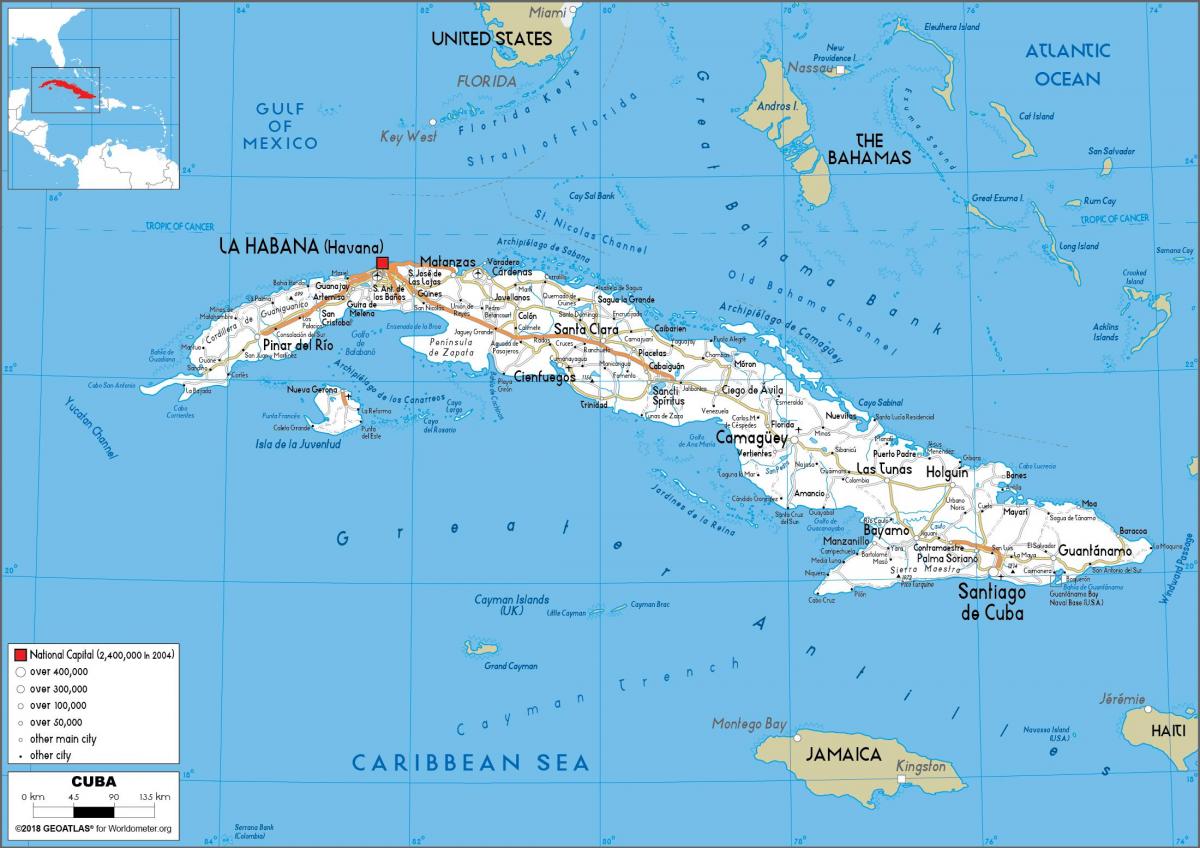Mapa de condução de Cuba