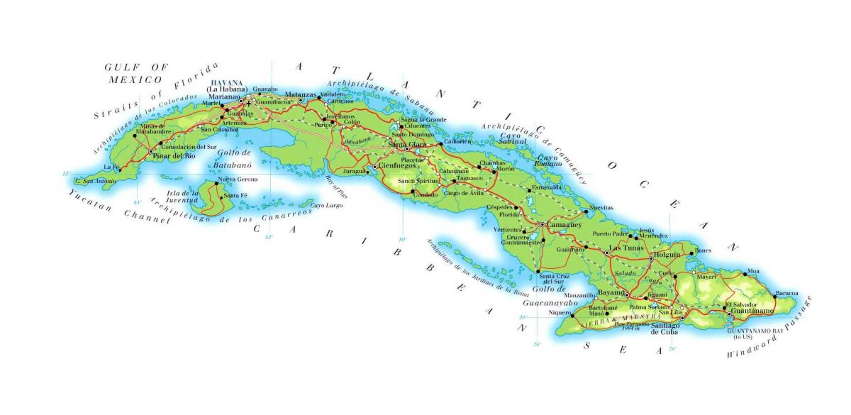Cuba sobre um mapa