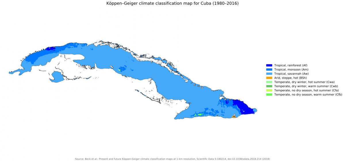 Mapa de temperatura de Cuba