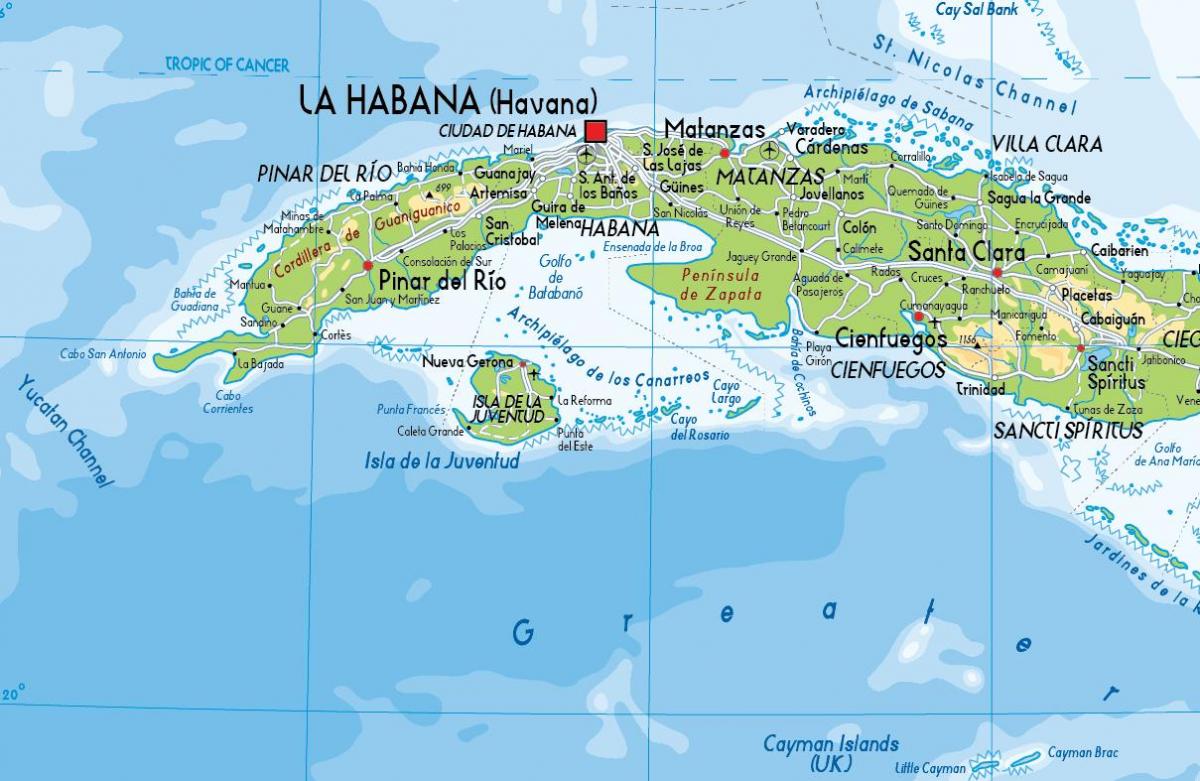 Mapa do Norte de Cuba