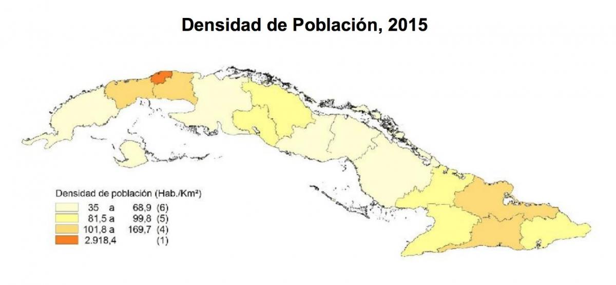 Mapa de densidade de Cuba