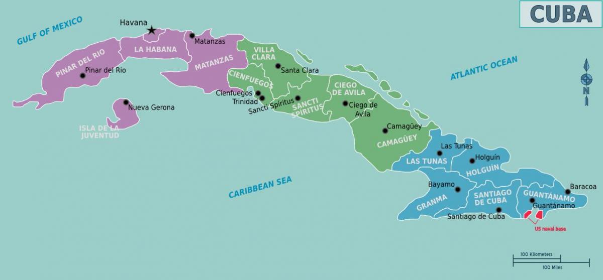 Mapa das zonas de Cuba