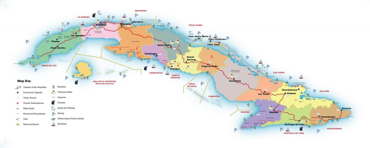 Mapa de viagem de Cuba